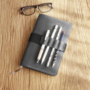 Personalized Leather Moleskine Cover for Large Size - Gray
