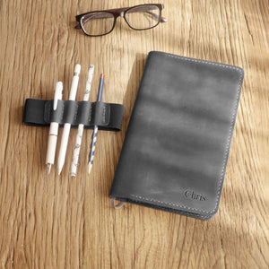 Personalized Leather Moleskine Cover for Large Size - Gray