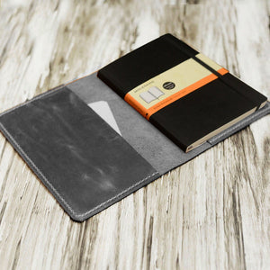 Personalized Leather Moleskine Cover for Large Size - Gray