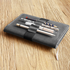 Personalized Leather Moleskine Cover for Large Size - Gray