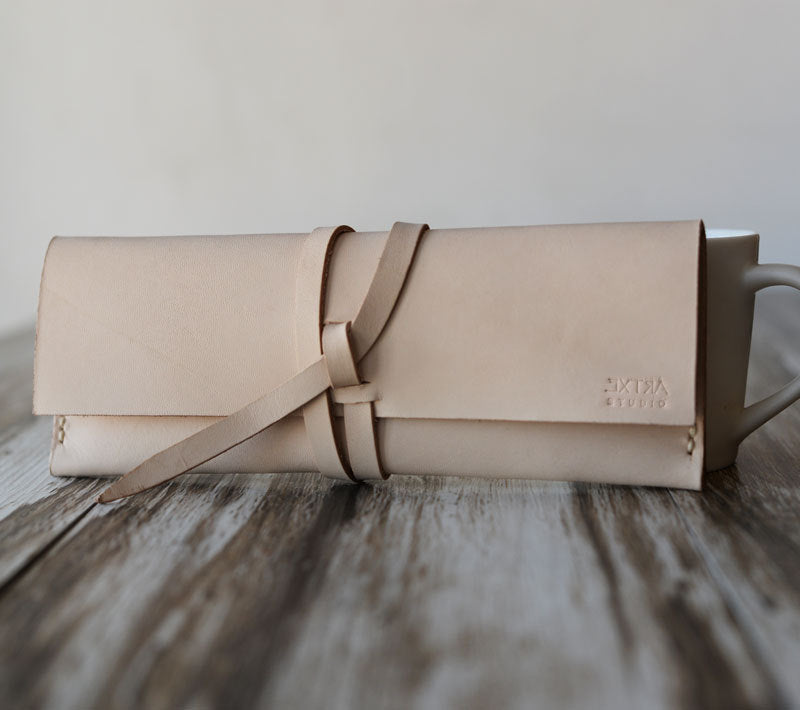 Personalized Leather Roll Make Up Pencil Case / Pen / Sunglasses Eyeglasses, Cow Leather, Handmade Hand Stitched,