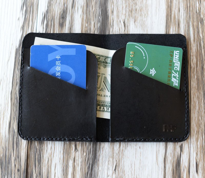 Slim Leather Men - Women's Billfold Wallets - Black