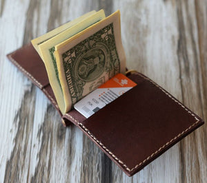 Leather Money Clip Wallet --- Leather Wallets for Men - Women's Wallets by Extra Studio - dark brown