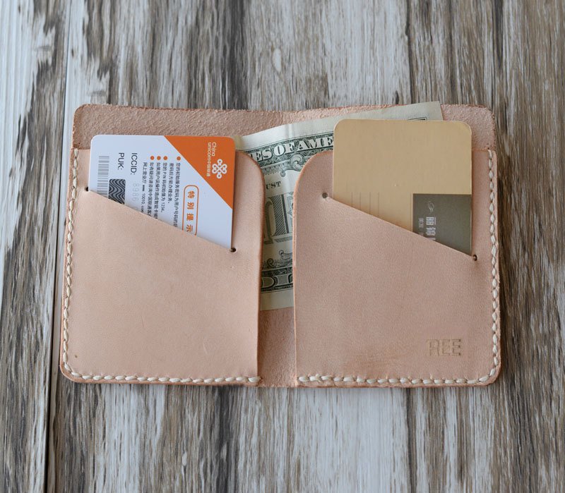 Slim Leather Men - Women's Billfold Wallets - Natural Tan