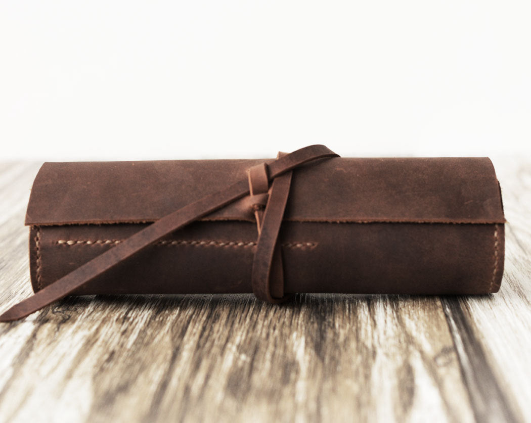 Distressed Leather Pencil Roll Case / Leather Artist Tool Roll – DMleather