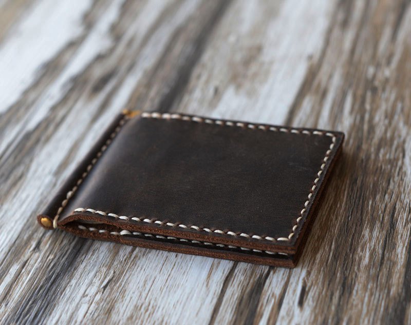 Leather Money Clip Wallet --- Leather Wallets for Men - Women's Wallets by Extra Studio - distressed brown