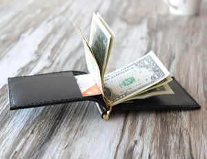 Leather Money Clip Wallet --- Leather Wallets for Men - Women's Wallets by Extra Studio - Black