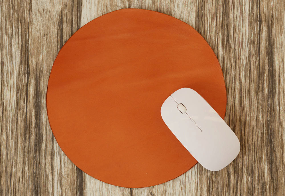 Leather Mouse Pad, Mouse Pad Round Circle, Leather Mouse Mat, Leathet Circle Mouse Pad, Hand Cut from Vegetable Tanned Leather