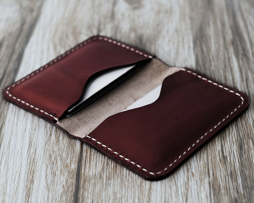 Personalized Leather Business Card Holder - Dark Brown