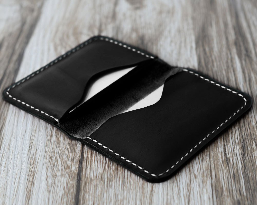 Personalized Leather Business Card Holder - Black - 110 Personalized Leather Business Card Holder - Black - 110