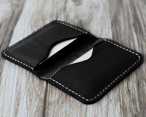 Personalized Leather Business Card Holder - Black
