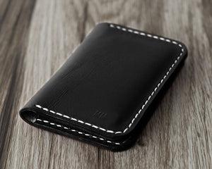 Personalized Leather Business Card Holder - Black