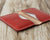 Personalized Leather Business Card Holder - Red