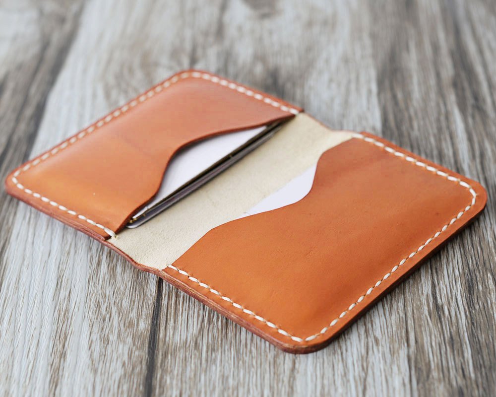 Personalized Leather Business Card Holder - Orange - 110 Personalized Leather Business Card Holder - Orange - 110