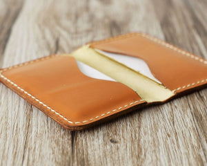 Personalized Leather Business Card Holder - Orange