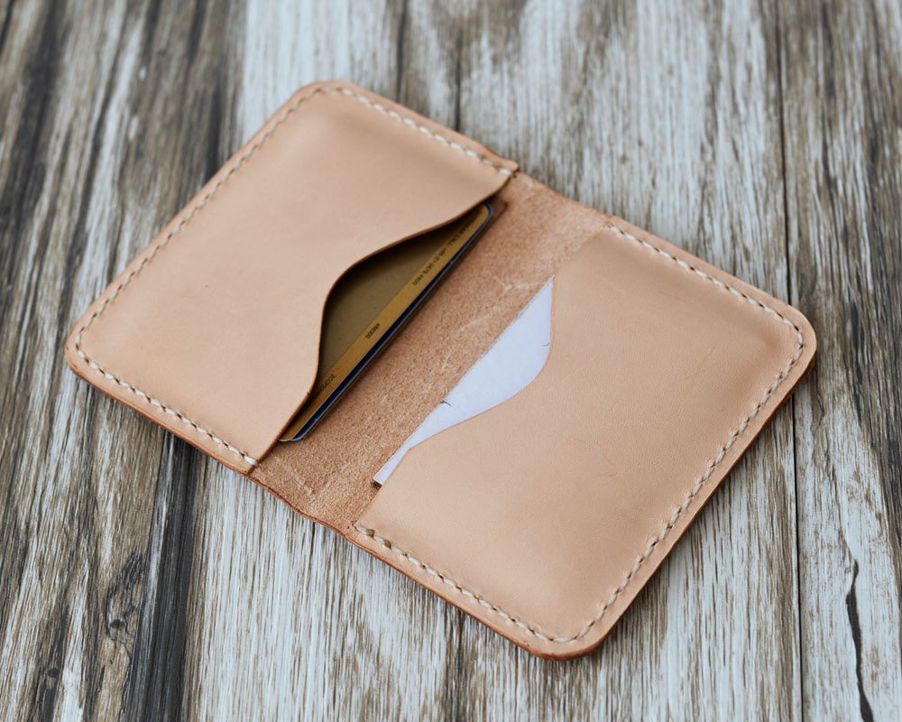 Personalized Leather Business Card Holder - Nature Tan