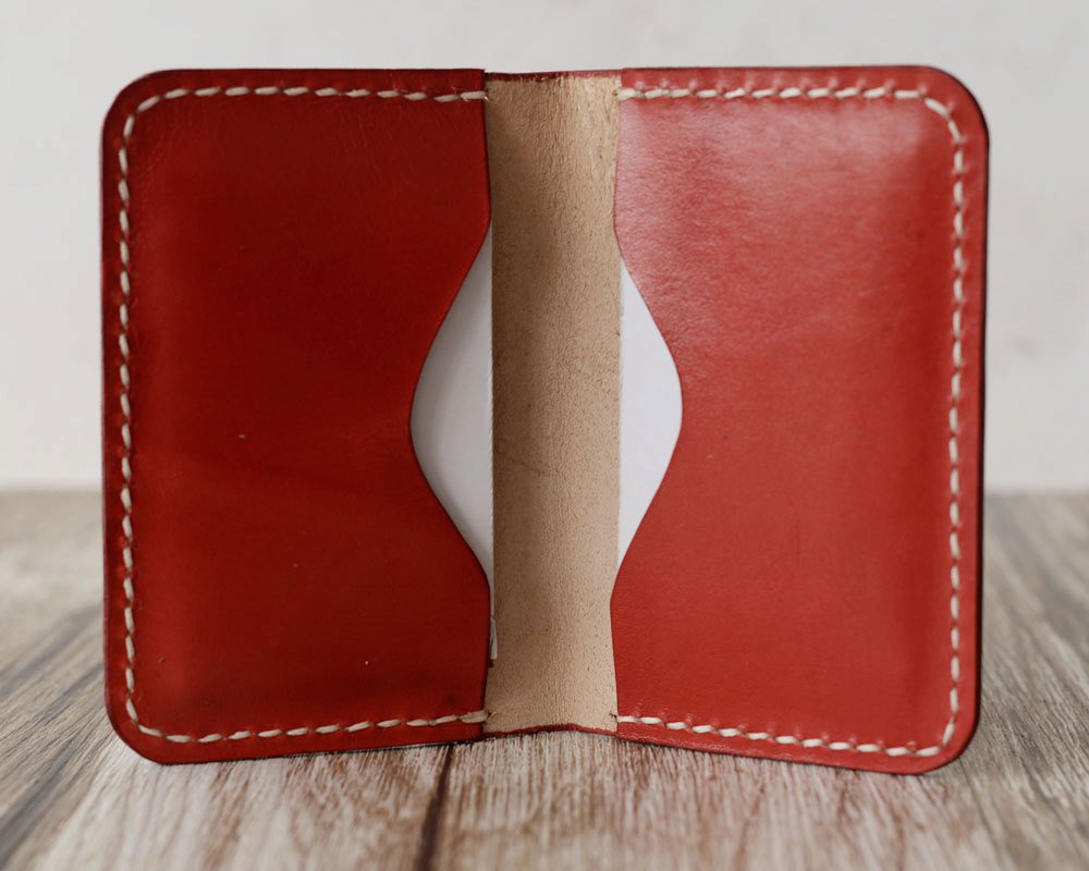 Leather Business Card Holder #ghost Red