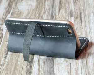 iPhone Leather Wallet Case  - Distressed Gray 