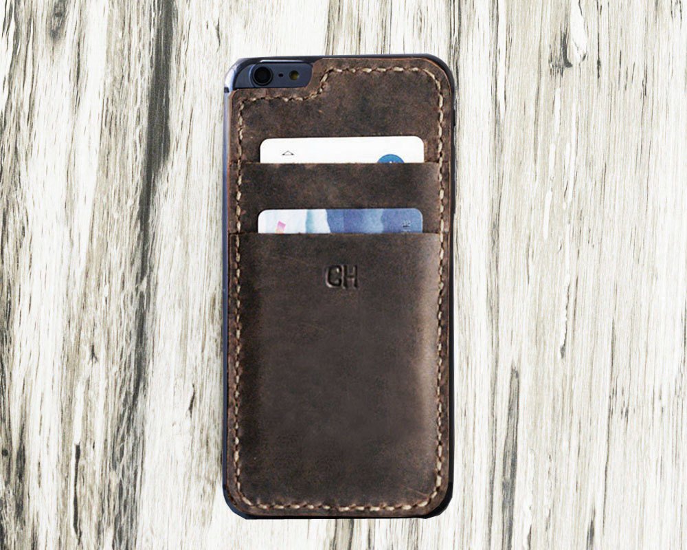 iPhone 6 case iPhone 6s wallet case iPhone 6 Plus case monogram iPhone 6s Plus leather iPhone 6 leather case card holder - distressed brown
